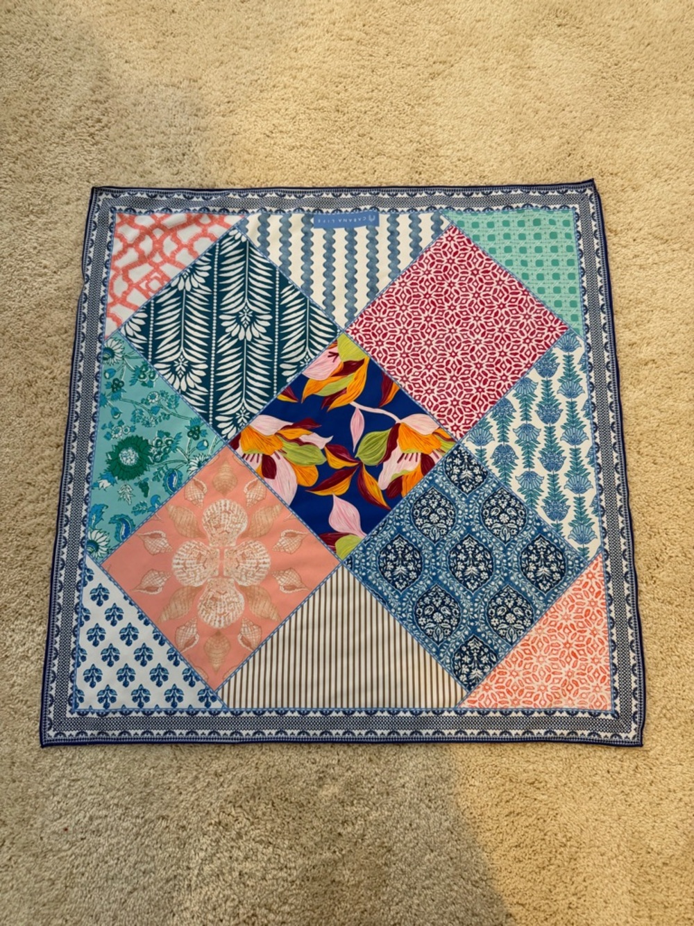 Cabana Life Patchwork Print Scarf - Blue, Pink, Green